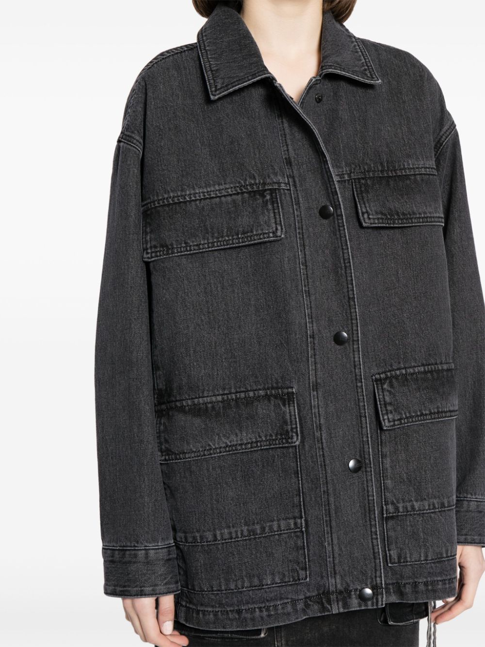 Shop Studio Tomboy Cargo-pocket Denim Jacket In Black