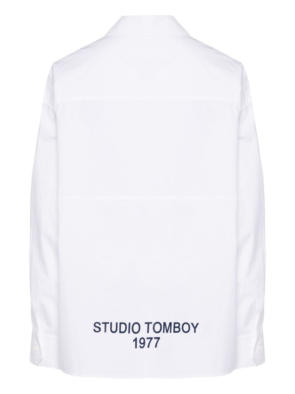 Shop Studio Tomboy High-low Hem Cotton Shirt In White