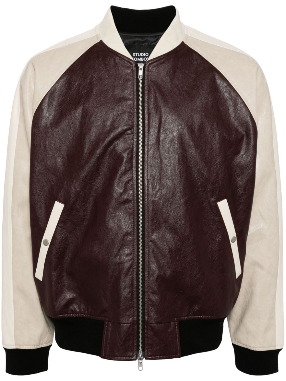 Studio Tomboy Panelled Bomber Jacket In Red