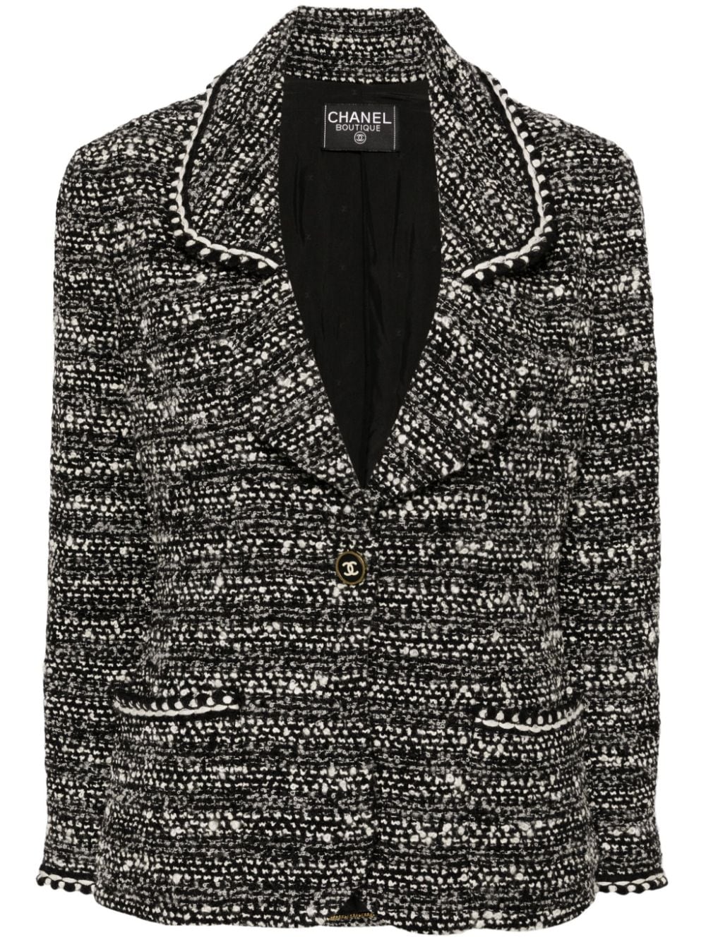 Pre-owned Chanel 1990-2000s Tweed Jacket In Black