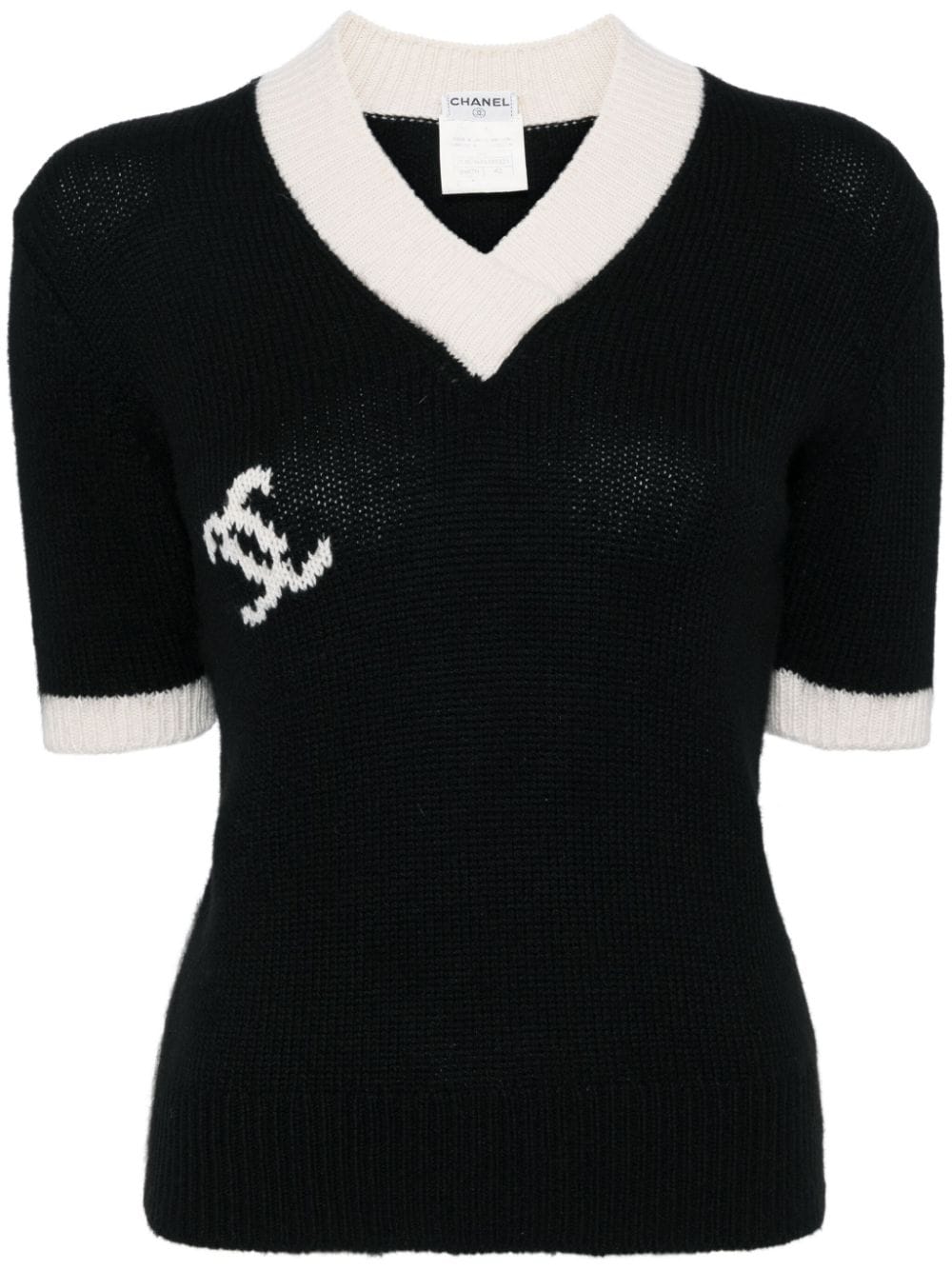 Pre-owned Chanel 1996 Cc-jacquard Cashmere Jumper In Black