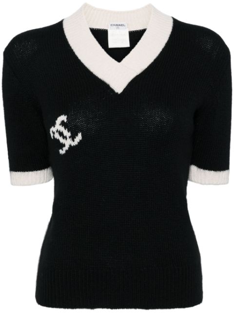 Affordable HOT SALE CHANEL 1996 CC-jacquard cashmere jumper Women