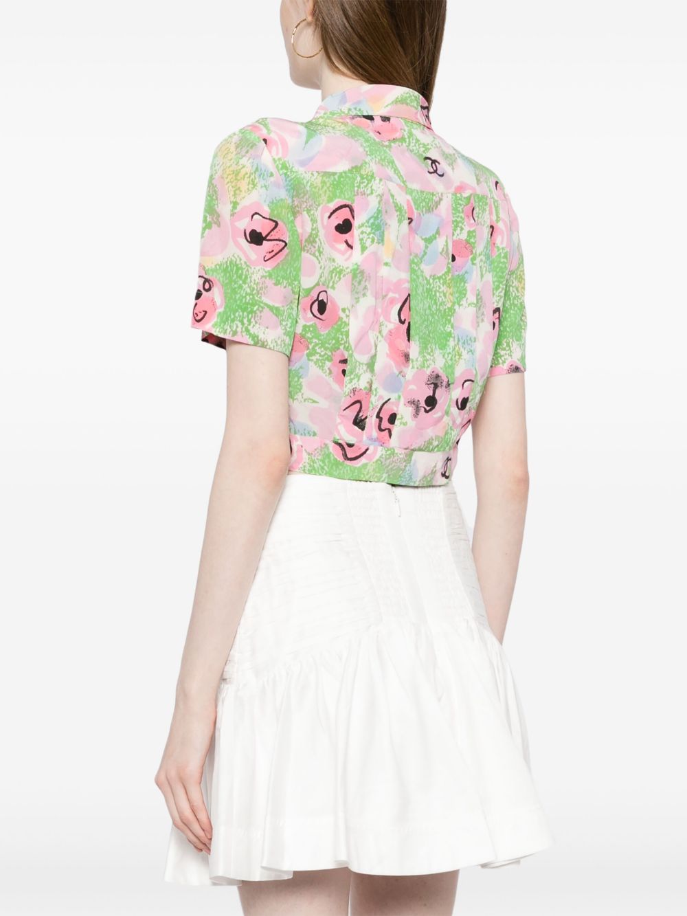 CHANEL 1997 Camellia-print cropped shirt Women