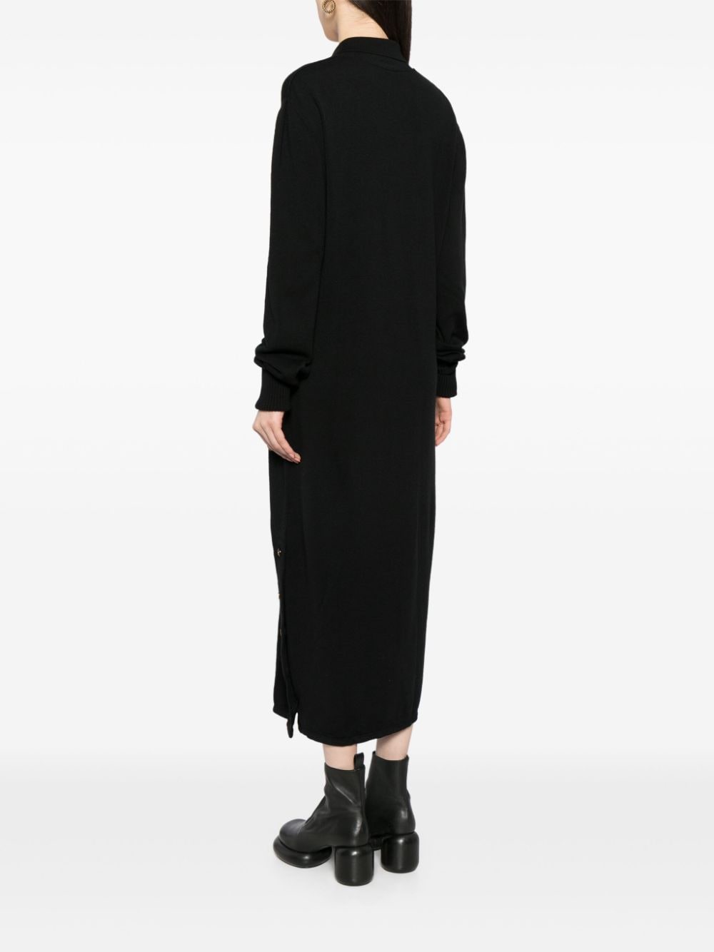 Pre-owned Chanel 针织羊毛中长连衣裙（1993年典藏款） In Black