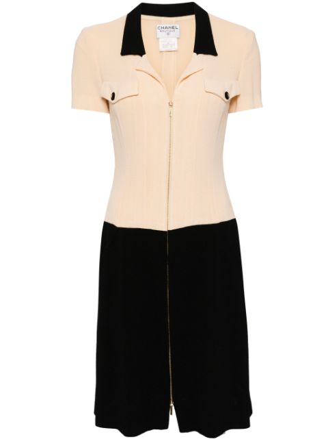 HOT SALE CHANEL 1995 zipped wool polo dress Women