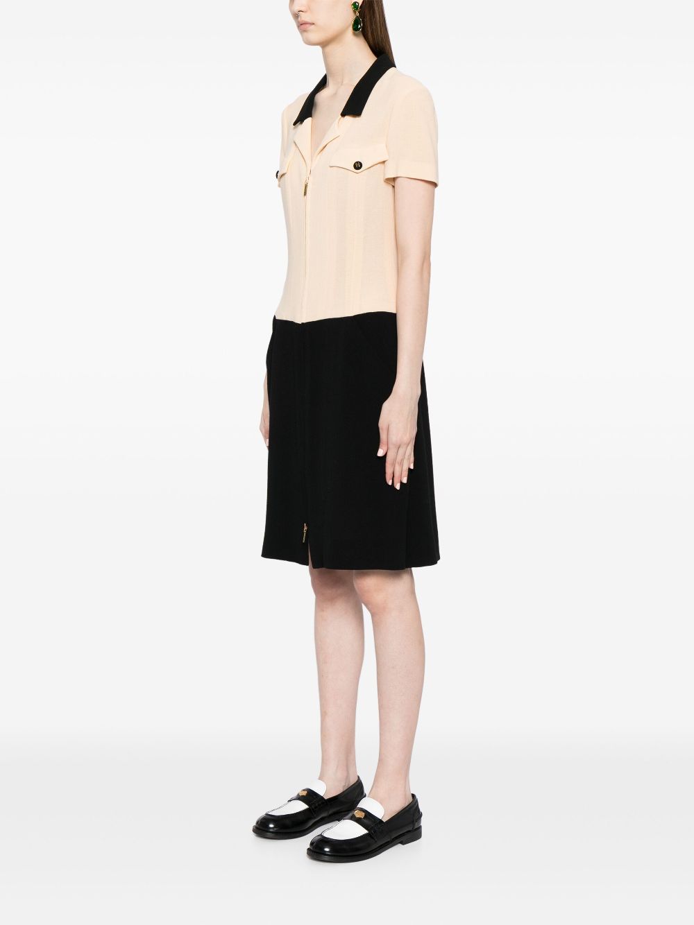 Affordable HOT SALE CHANEL 1995 zipped wool polo dress Women