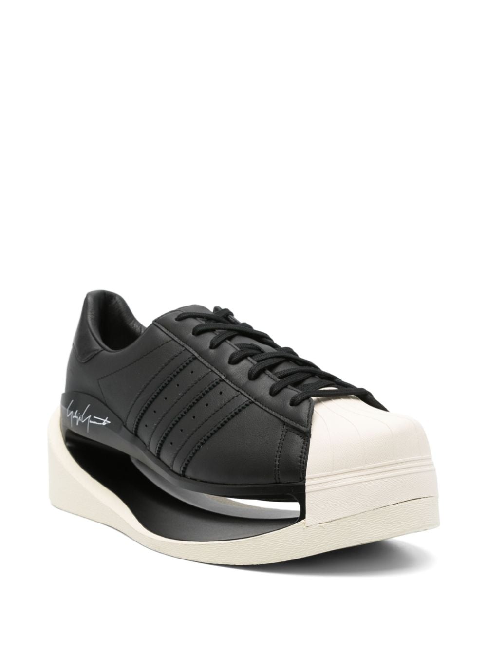 Shop Y-3 Gendo Superstar Leather Sneakers In Black
