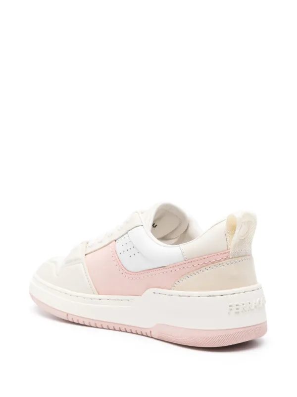 Ferragamo Dennis Panelled Leather Sneakers | Pink | FARFETCH