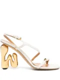 JW Anderson 100mm gold-tone logo heel sandals - White