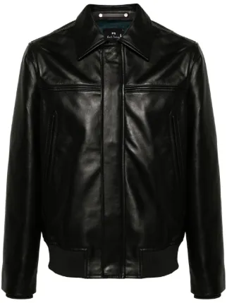 PS Paul Smith レザー ボンバージャケット | ブラック | FARFETCH JP 