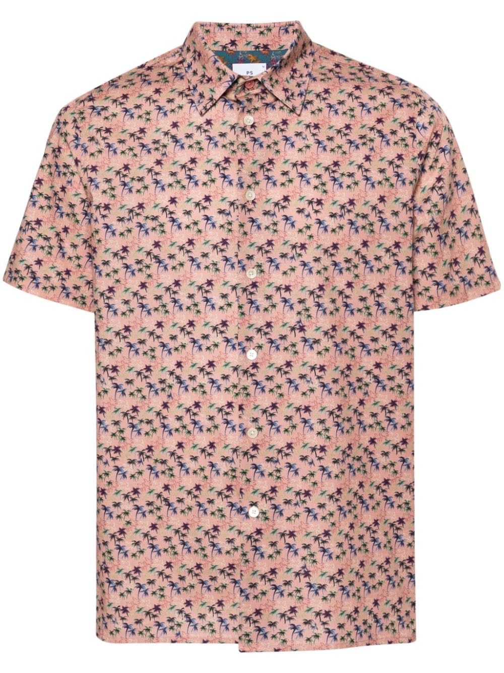 palm tree-print short-sleeve shirt