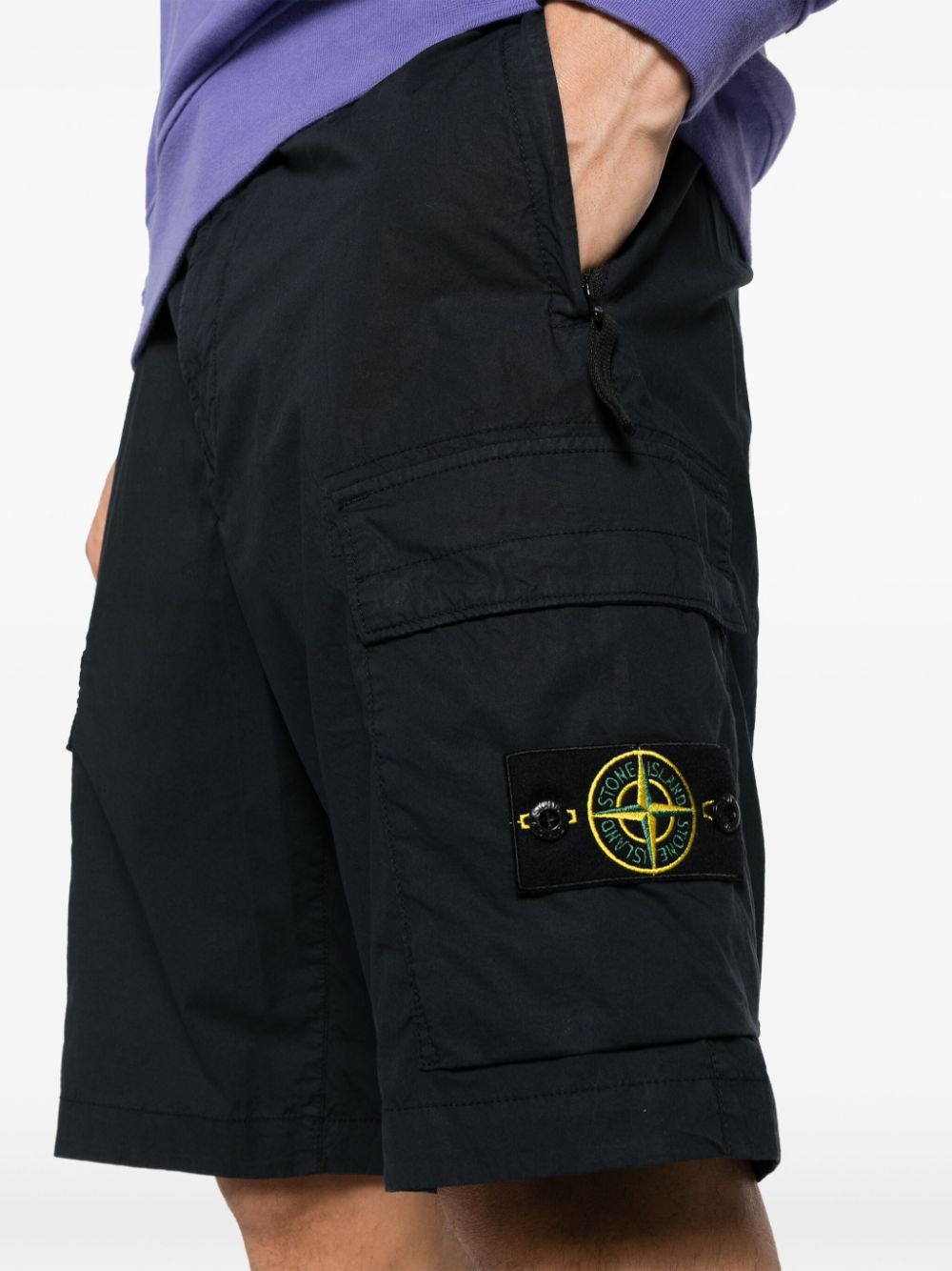 STONE ISLAND COMPASS-BADGE COTTON CARGO SHORTS 