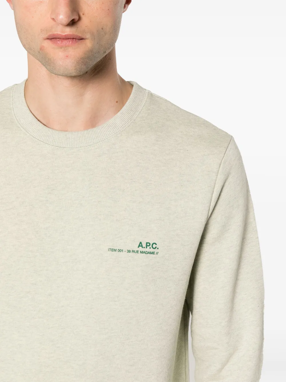 Shop Apc Logo-printed Mélange Sweatshirt In Green