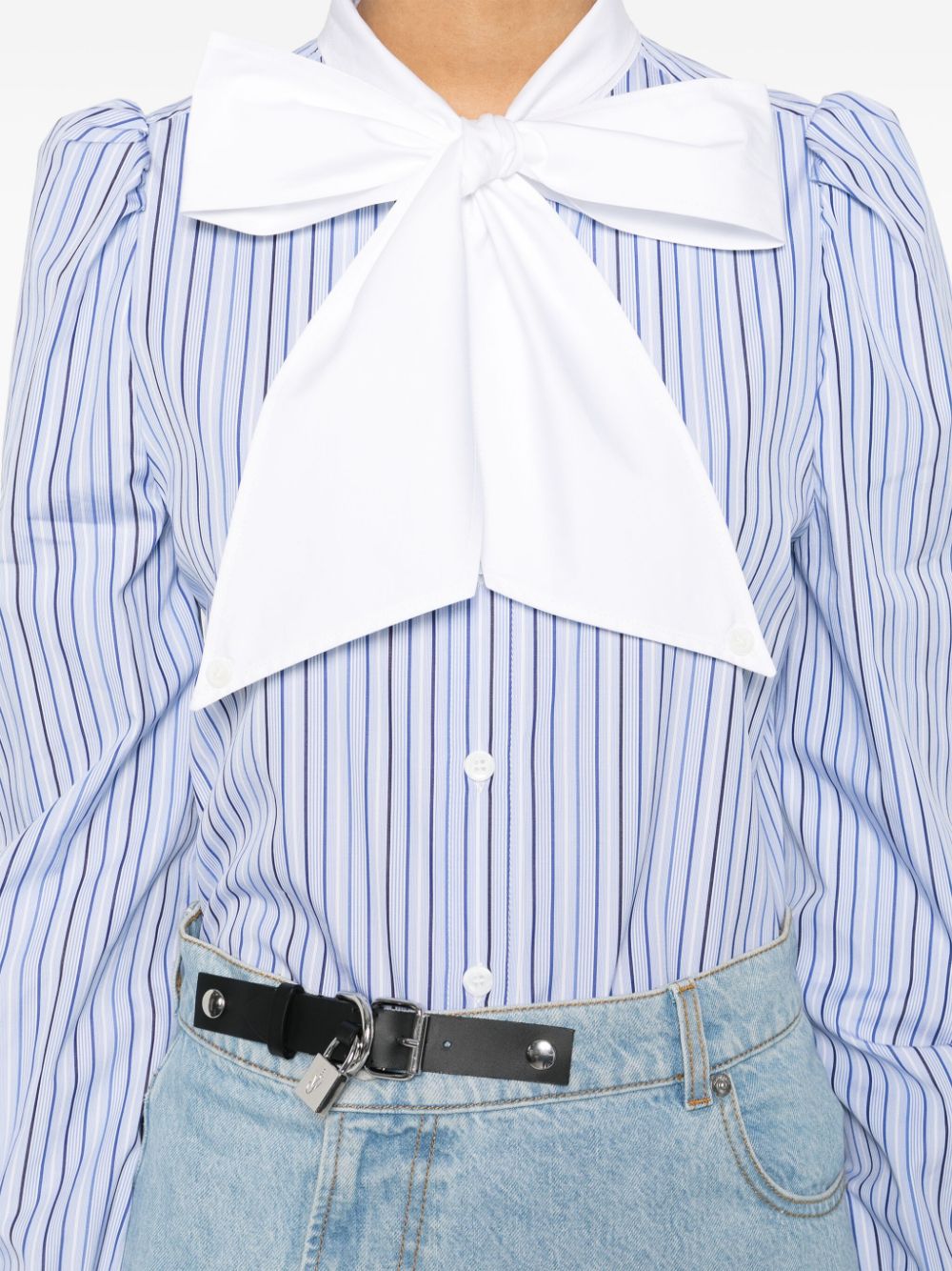 Shop Moschino Striped Cotton Shirt In Blue