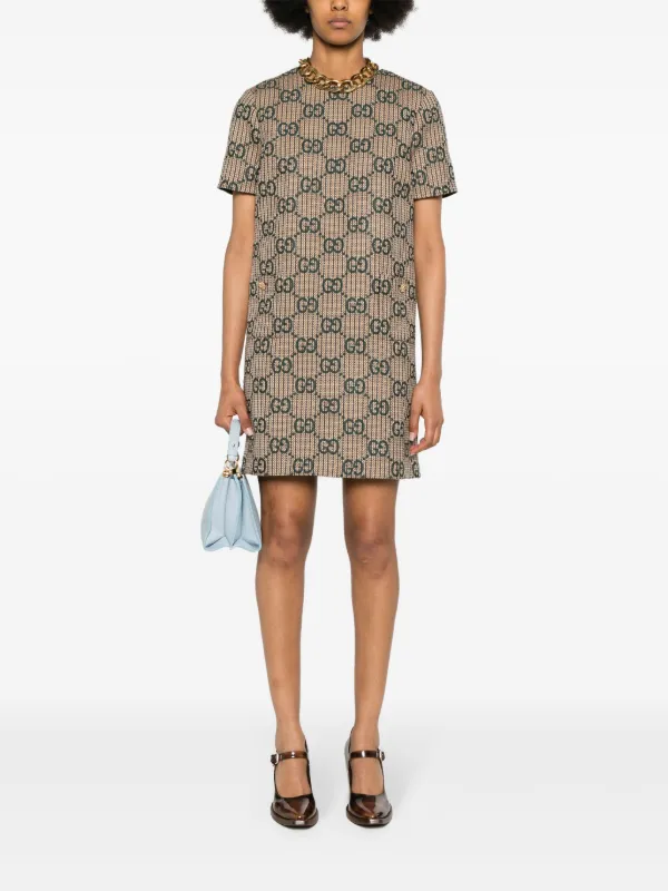 dresses by gucci dress Grey girls neck at the back Gucci GG-jacquard Wool Dress |