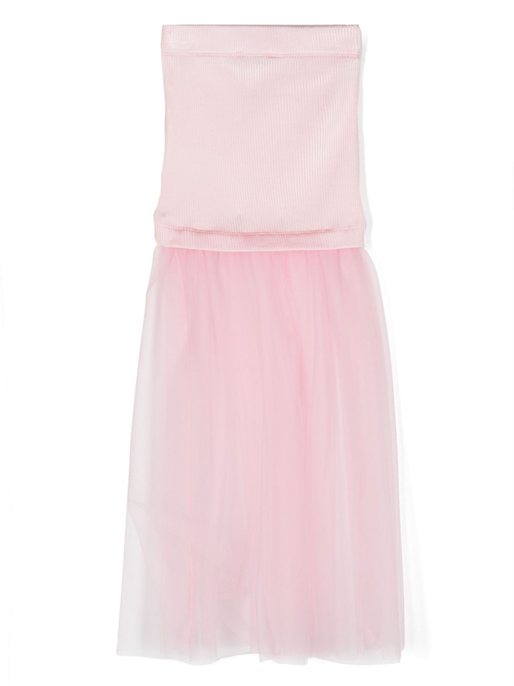 Shop Monnalisa Tulle-panel Ribbed Skirt In Pink