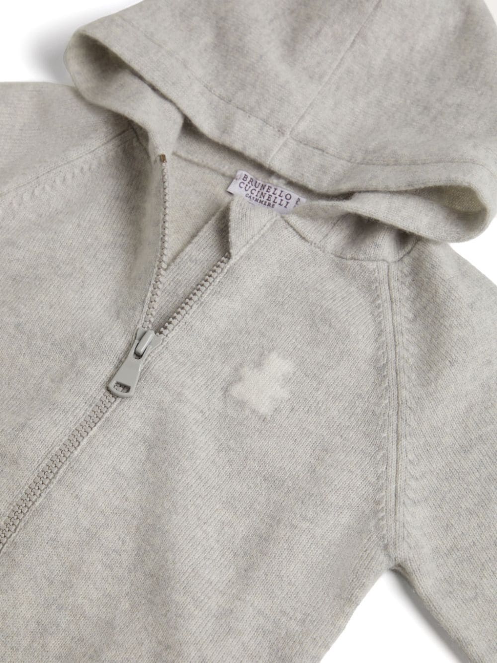 Shop Brunello Cucinelli Cashmere Zip-up Hoodie In Grey