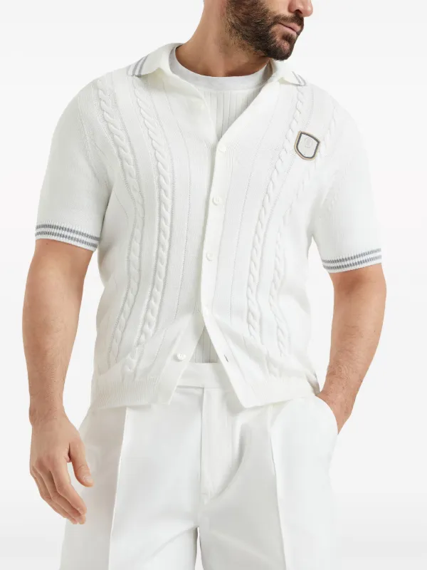 Brunello Cucinelli logo-patch Polo Shirt | White | FARFETCH