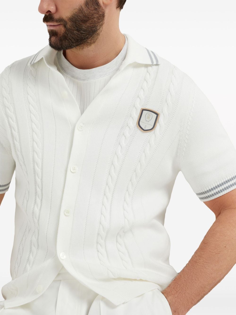 Brunello Cucinelli Poloshirt met logopatch Wit