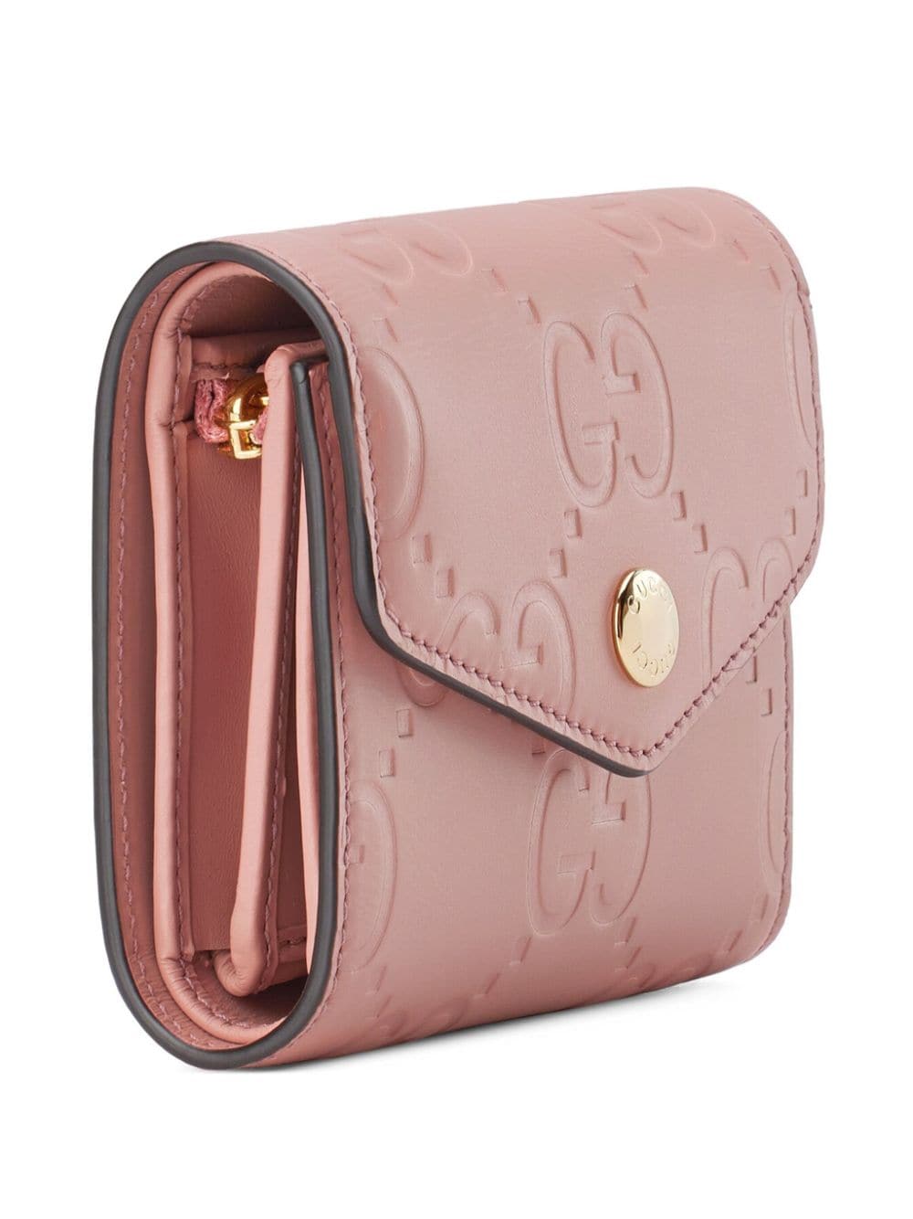 Shop Gucci Medium Gg Leather Wallet In Pink
