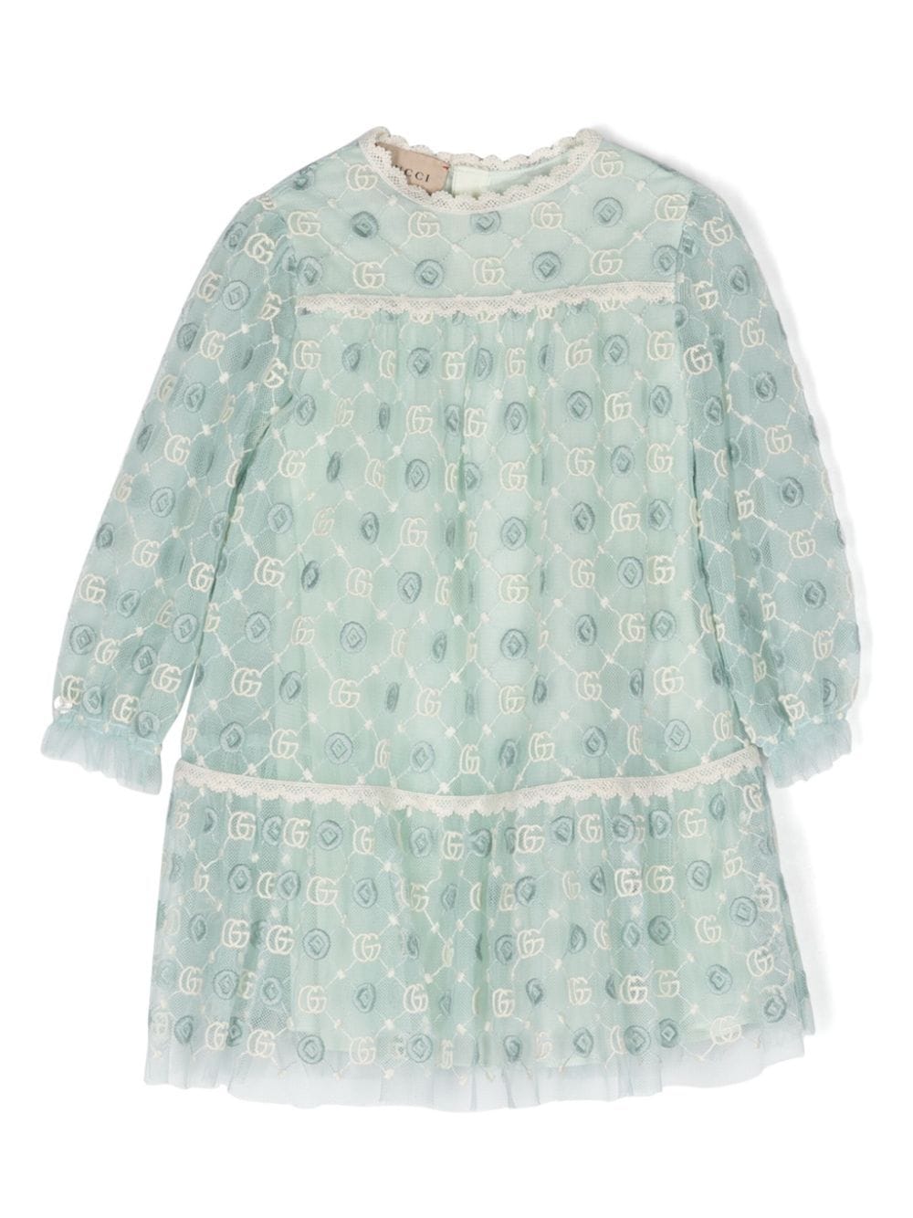 Image 1 of Gucci Kids Interlocking G-embroidered mesh dress
