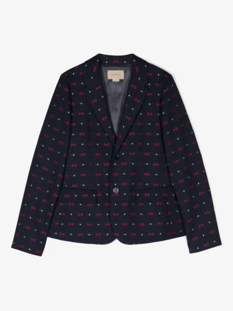 Gucci Kids Horsebit-embroidered piqué blazer