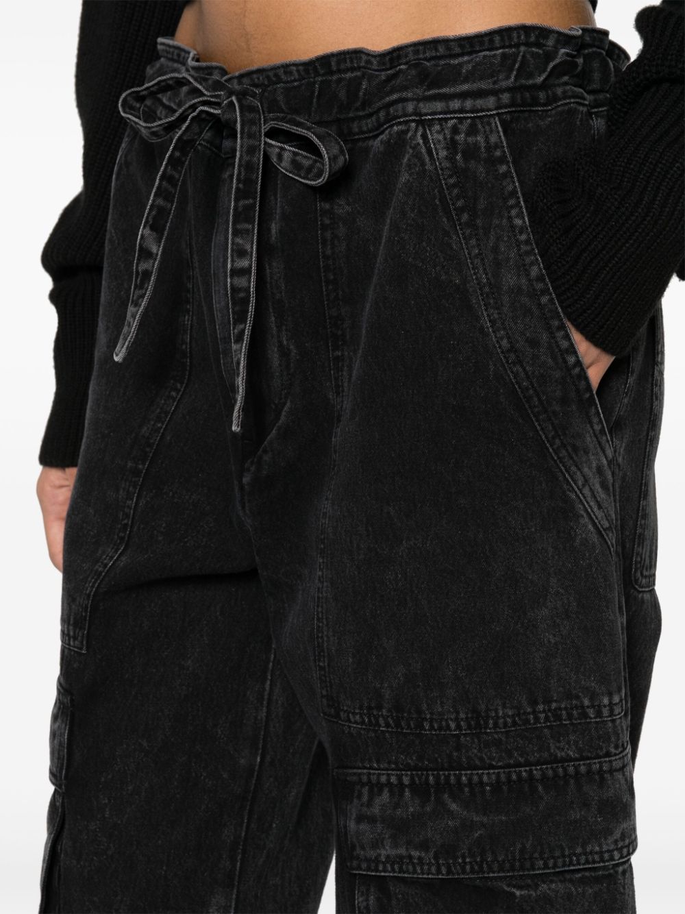Shop Marant Etoile Ivy Cropped Cargo Jeans In Black