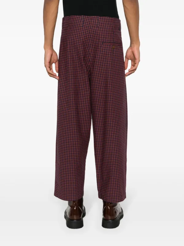 【送料&関税込】Vivienne Westwood Ray Checked Trousers Ray checked virgin wool wide-leg pants in red - Vivienne