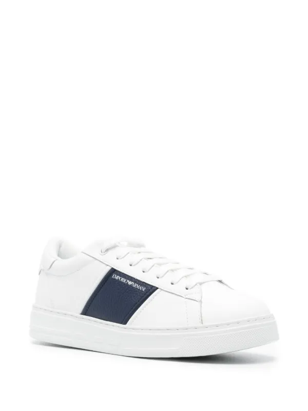 Emporio Armani logo print Leather Sneakers White FARFETCH AE