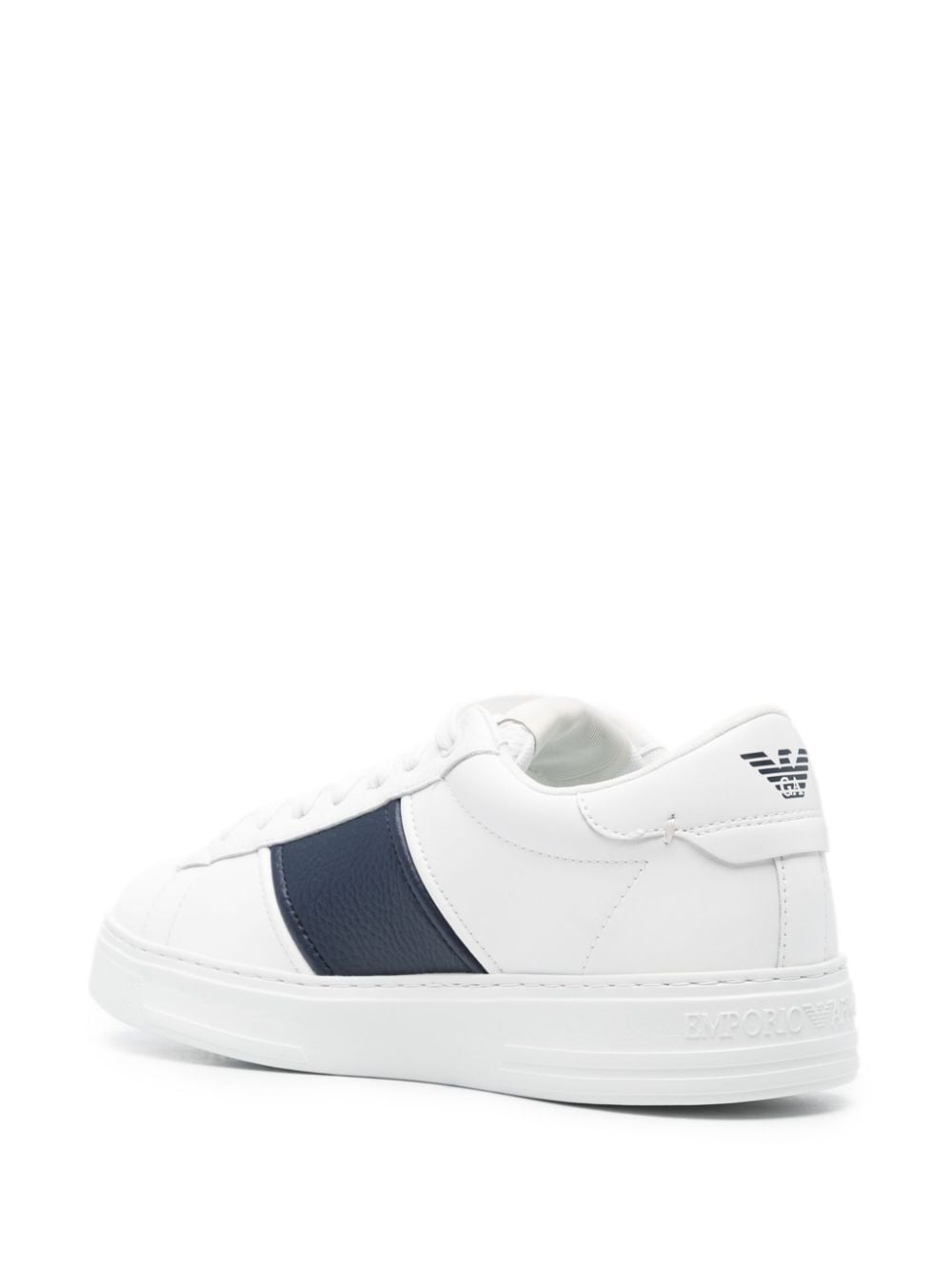 Shop Emporio Armani Logo-print Leather Sneakers In White