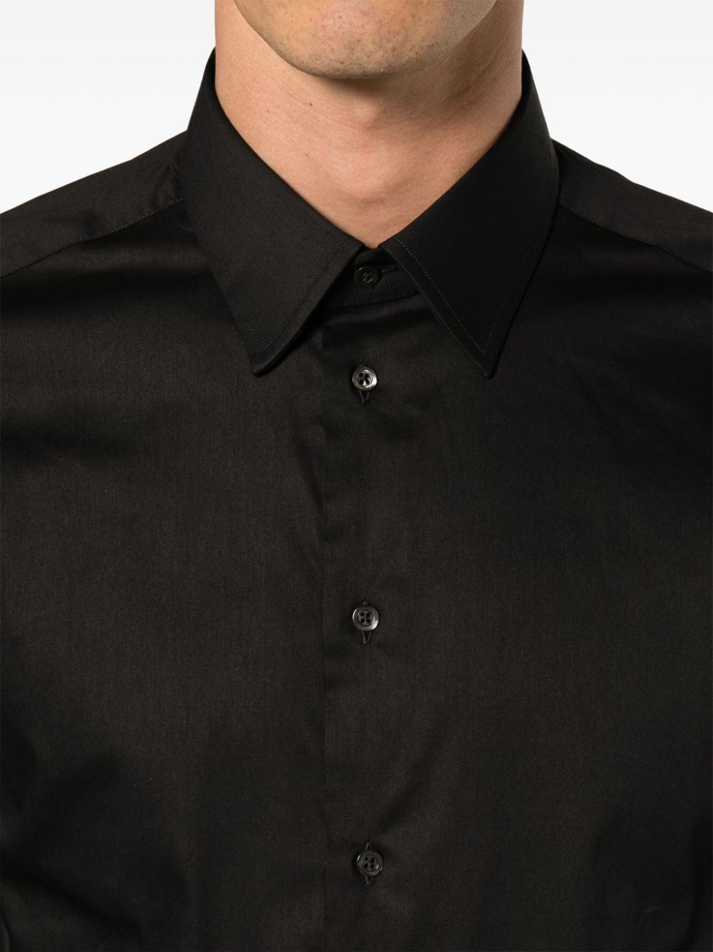 Shop Emporio Armani Classic-collar Poplin Shirt In Black