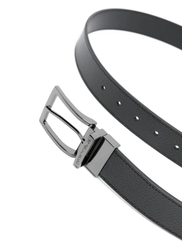 Emporio Armani Grained Leather Belt | Black | FARFETCH