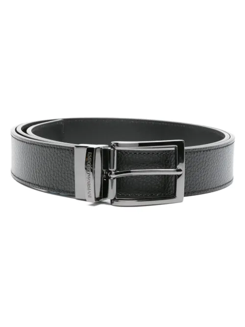 Ceinture en cuir à fini grainé - Emporio Armani - Modalova