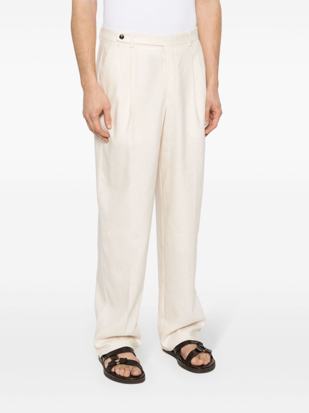 Shop Brioni Pleat-detail Tailored Trousers In Nude