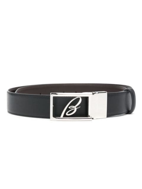 Brioni logo-buckle reversible belt