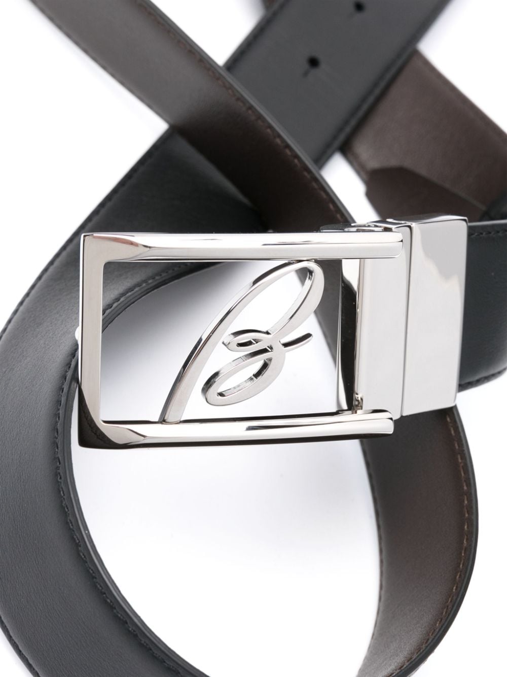 Shop Brioni Logo-buckle Reversible Belt In 黑色