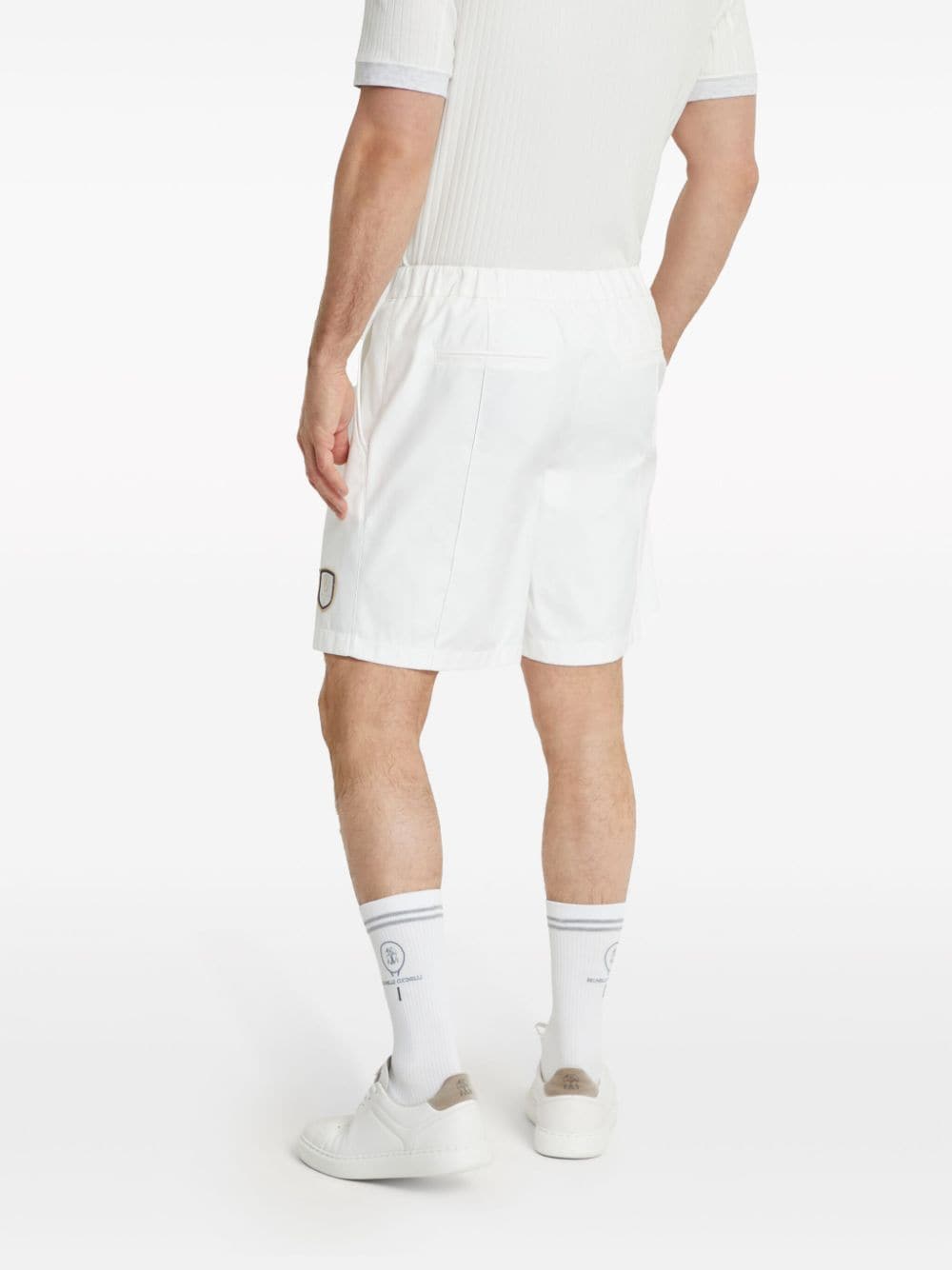 Shop Brunello Cucinelli Logo-appliqué Tailored Shorts In White