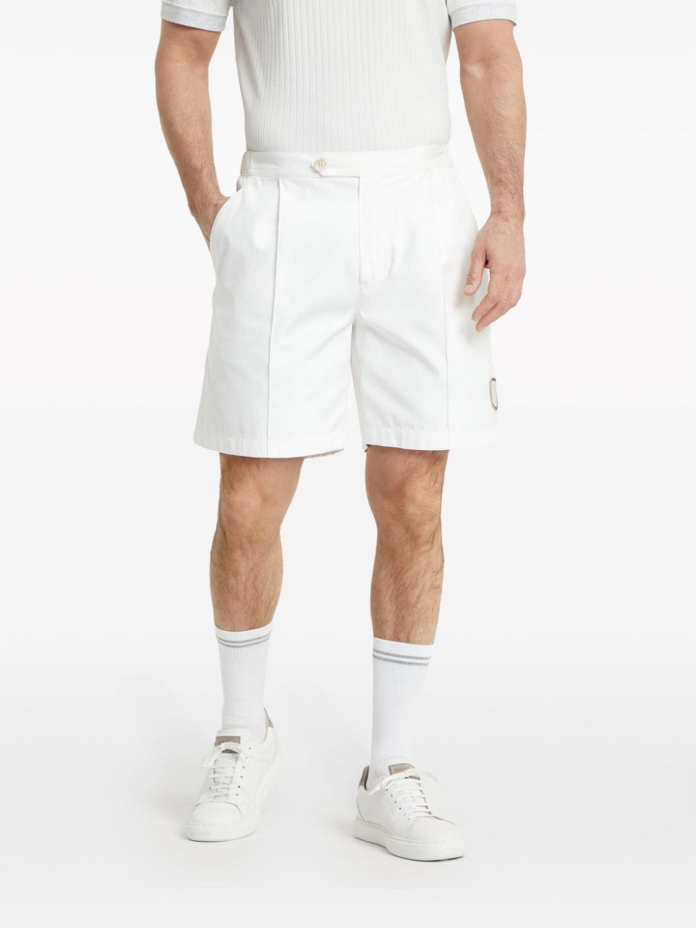 Shop Brunello Cucinelli Logo-appliqué Tailored Shorts In White