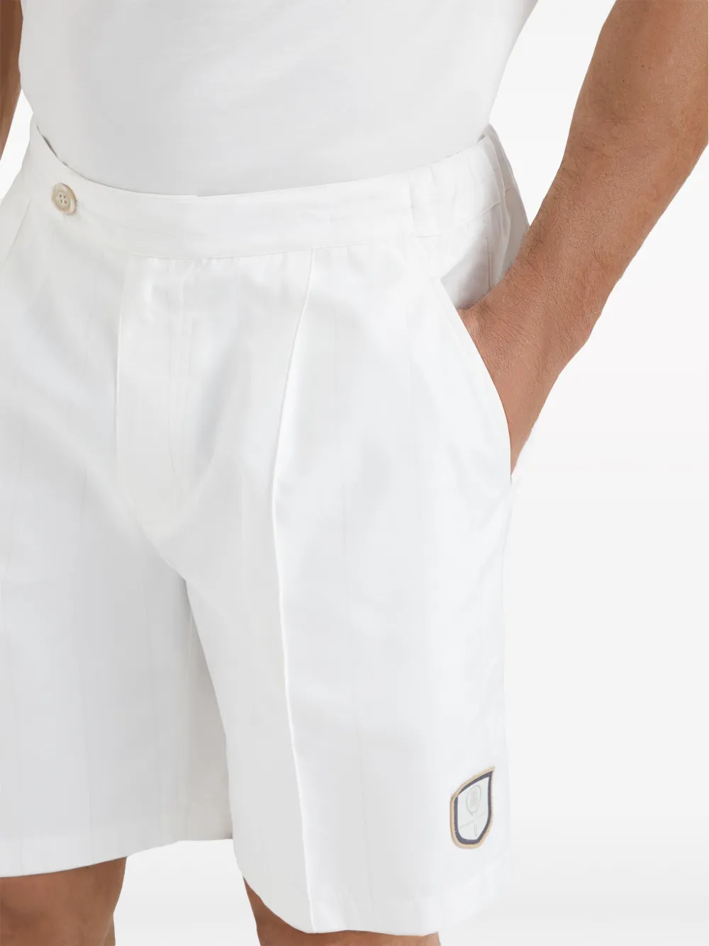 Shop Brunello Cucinelli Logo-appliqué Tailored Shorts In White