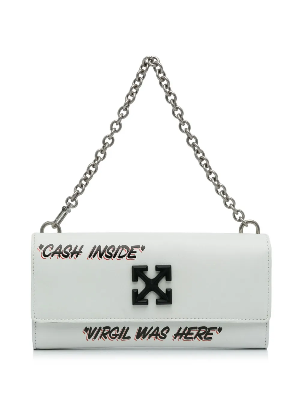 Pre-owned Off-white 2013-2024 Jitney Quote Wallet-on-chain In White