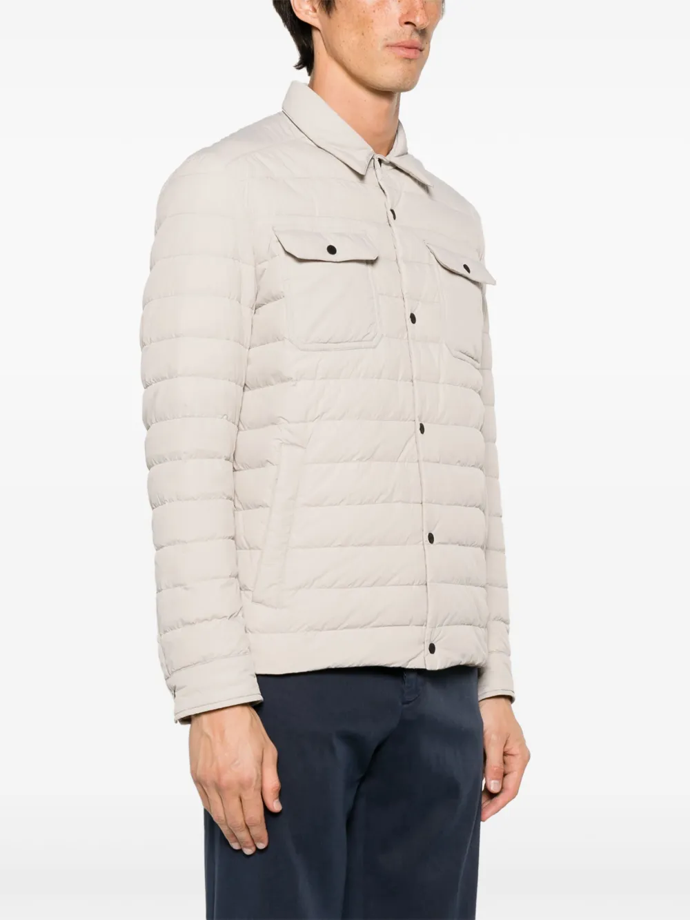 Shop Herno Padded Down Shirt Jacket In Neutrals