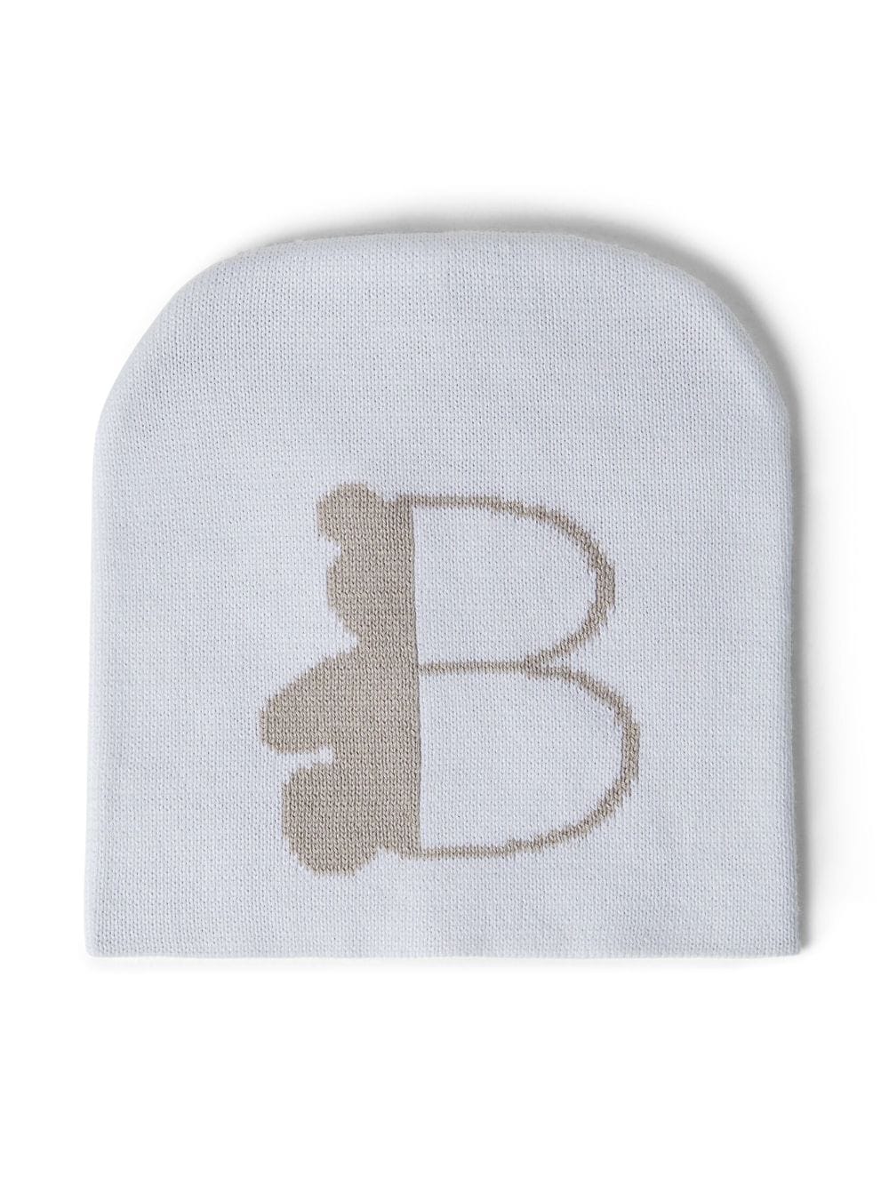 Brunello Cucinelli Babies' Logo-intarsia Cotton Beanie In White
