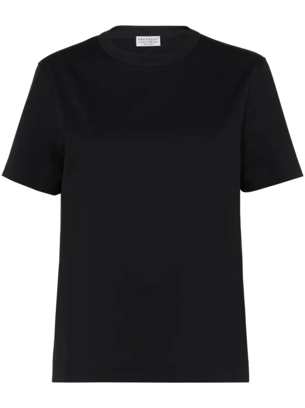 Brunello Cucinelli Monili-trim Cotton T-shirt | Black | FARFETCH HK