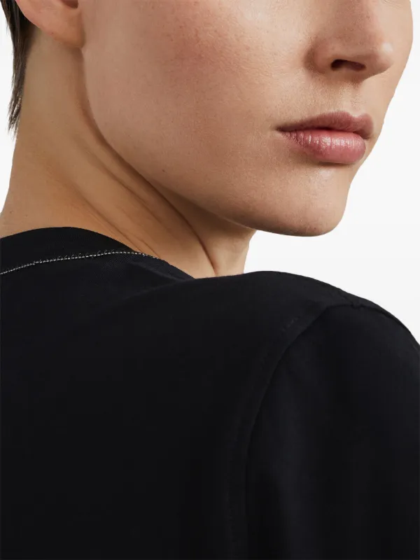 Brunello Cucinelli Monili-trim Cotton T-shirt | Black | FARFETCH Brunello Cucinelli Monili-trim Cotton T-shirt | Black | FARFETCH