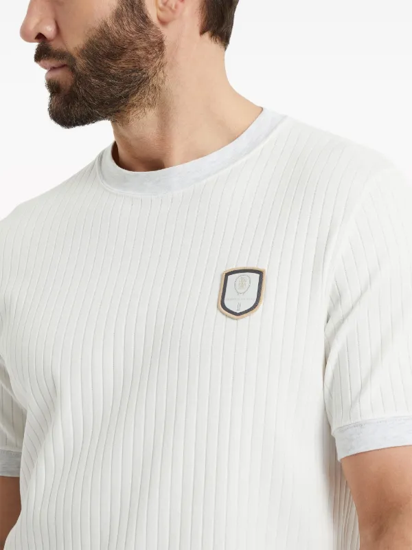 Brunello Cucinelli appliqué-detail Ribbed T-shirt | White