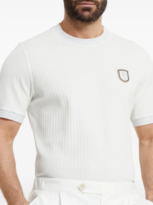 Brunello Cucinelli appliqué-detail Ribbed T-shirt | White