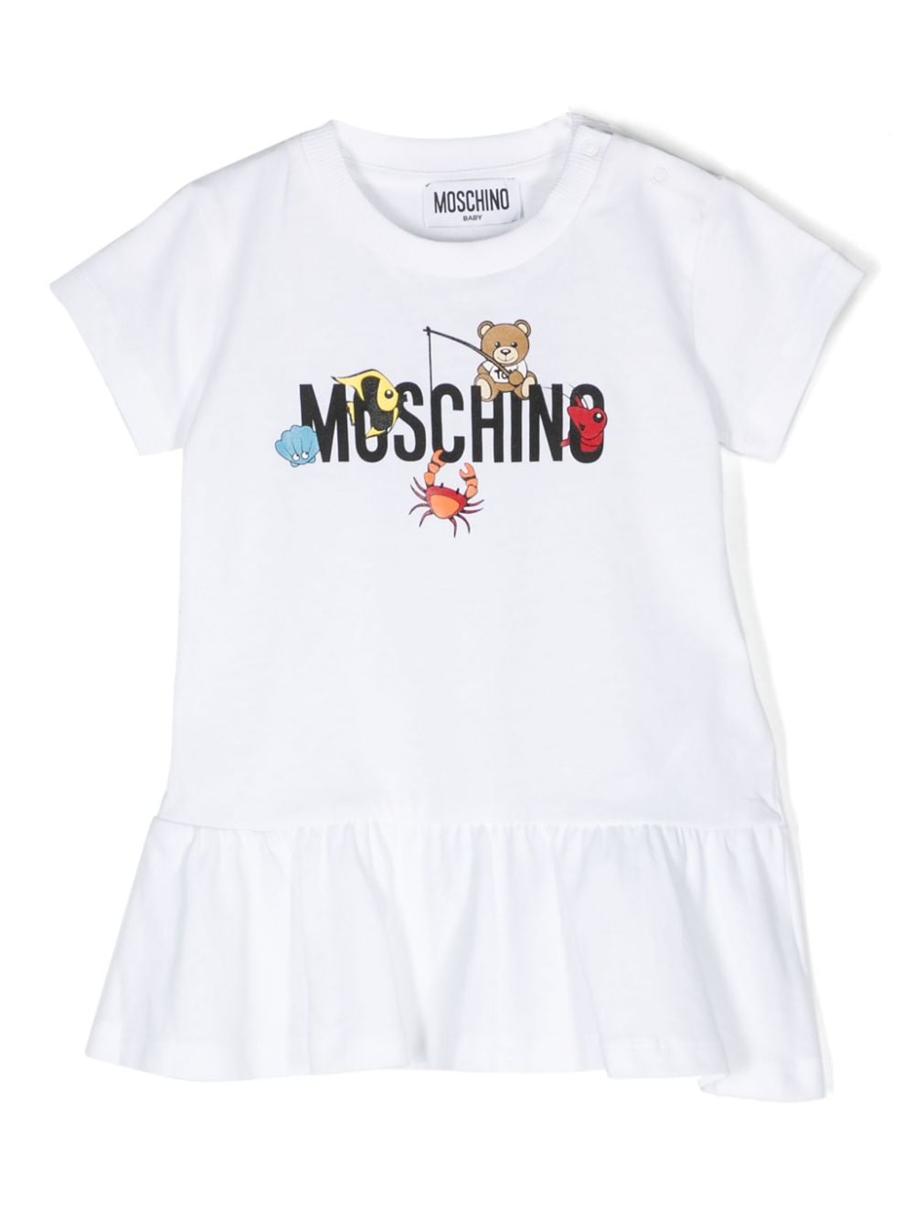 Moschino Kids Jurk met logoprint Wit