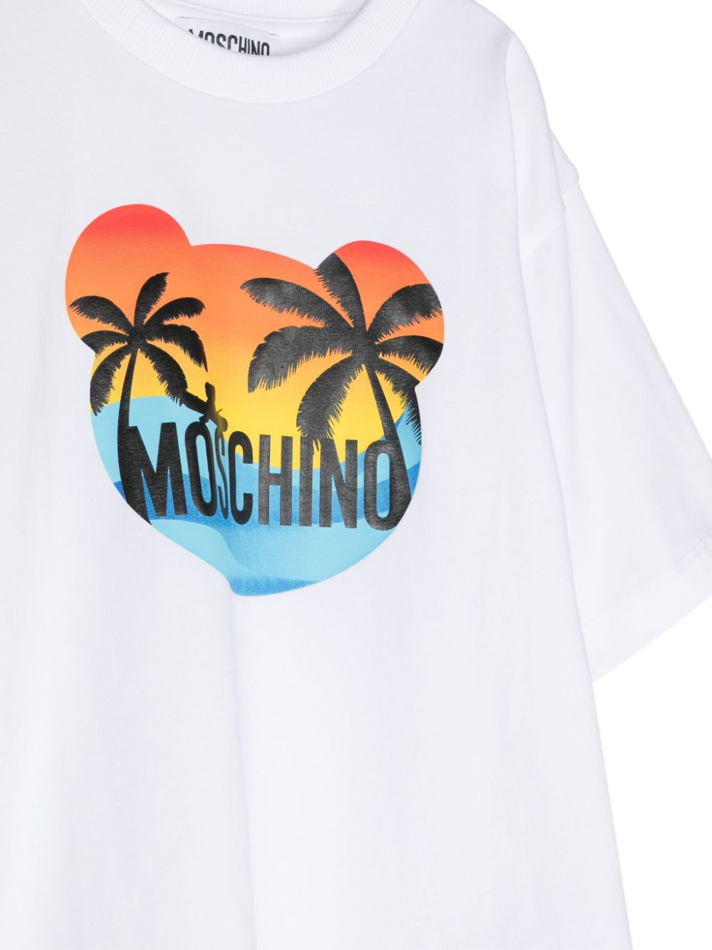 Moschino Kids Katoenen T-shirt met logoprint Wit