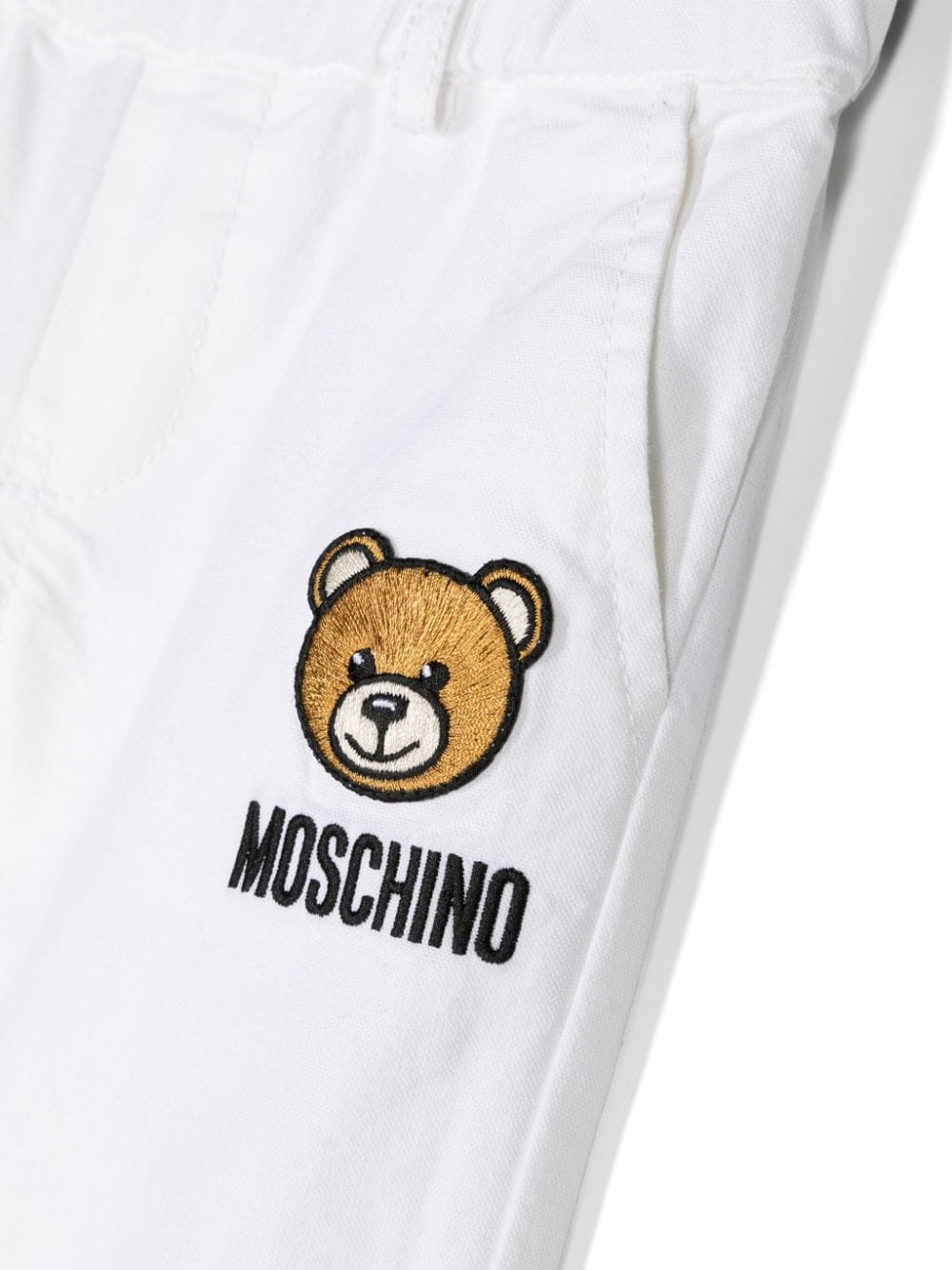 Moschino Kids Katoenen broek met teddybeerprint Wit