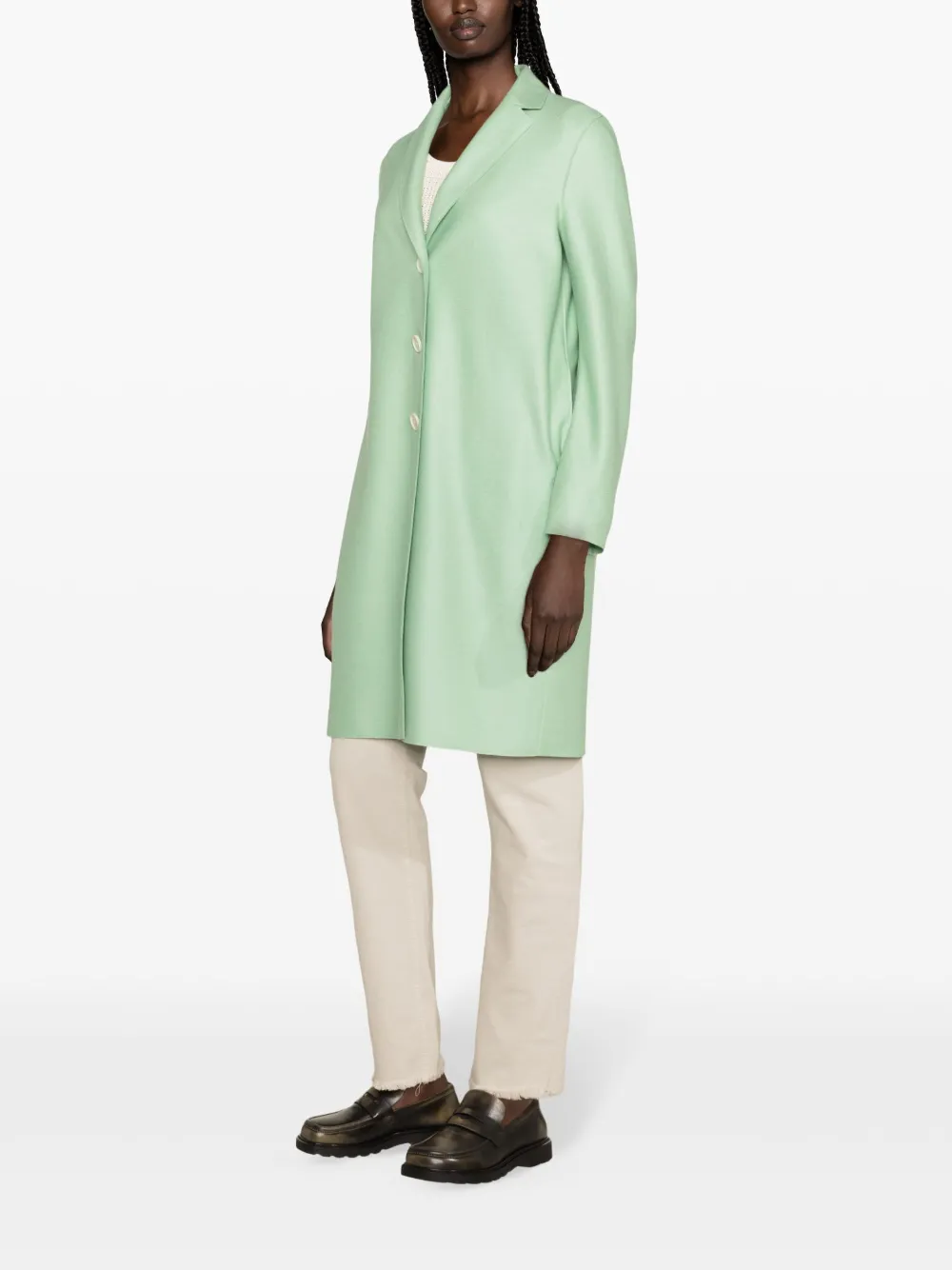 Harris Wharf London Single-breasted Felted Coat In Green